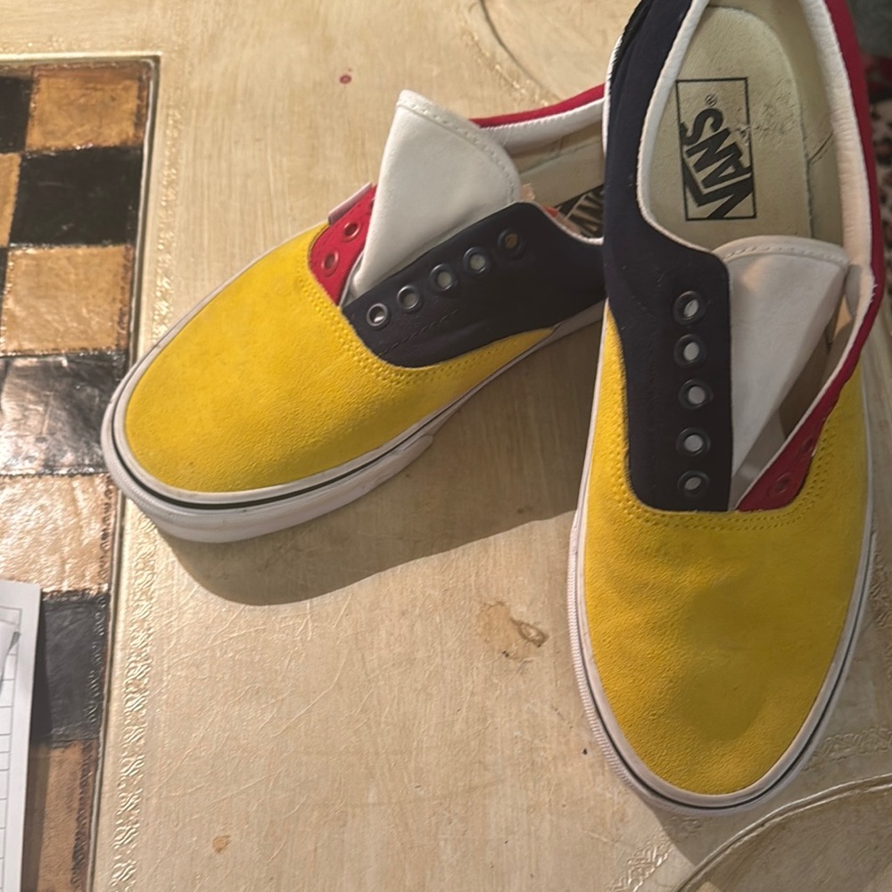 Vans Yellow and Red Sneakers Bold Canvas Design